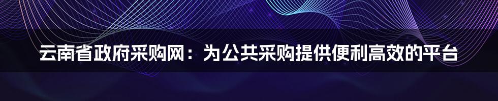 云南省政府采购网:为公共采购提供便利高效的平台