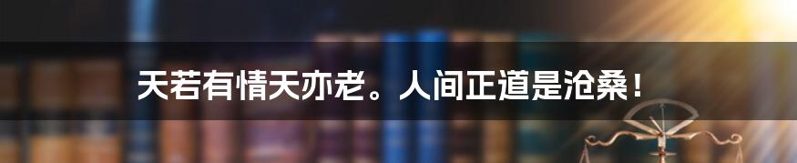 天若有情天亦老。人间正道是沧桑!