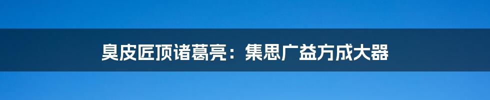 臭皮匠顶诸葛亮：集思广益方成大器