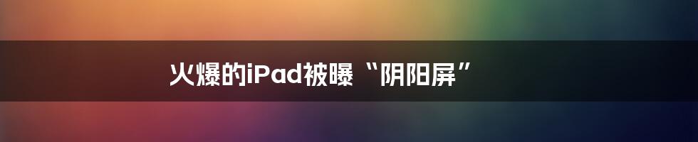 火爆的iPad被曝“阴阳屏”