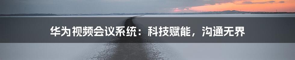 华为视频会议系统：科技赋能，沟通无界