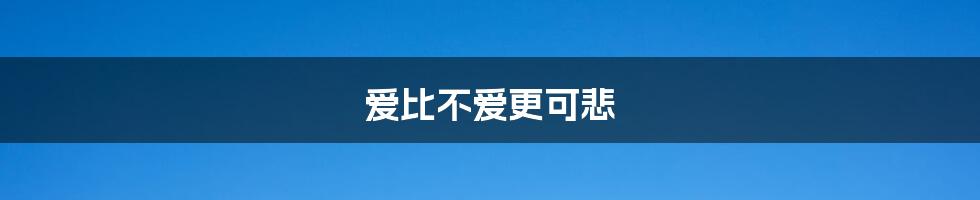 爱比不爱更可悲