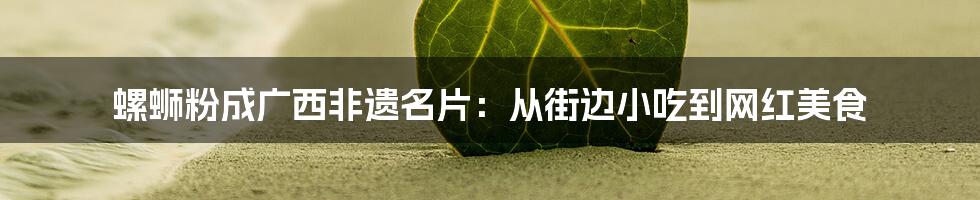 螺蛳粉成广西非遗名片:从街边小吃到网红美食
