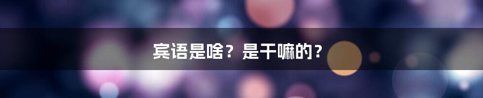 宾语是啥？是干嘛的？