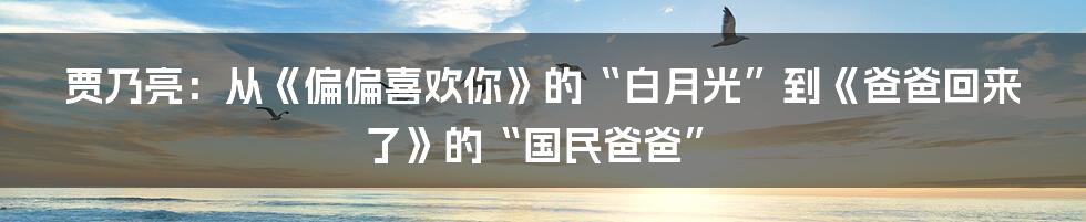 贾乃亮：从《偏偏喜欢你》的“白月光”到《爸爸回来了》的“国民爸爸”