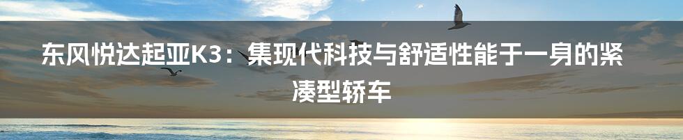 东风悦达起亚K3：集现代科技与舒适性能于一身的紧凑型轿车