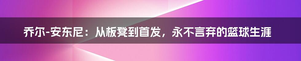 乔尔-安东尼：从板凳到首发，永不言弃的篮球生涯