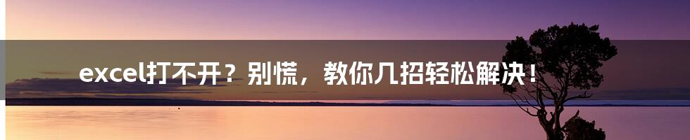 excel打不开?别慌,教你几招轻松解决!