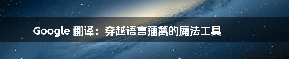 Google 翻译:穿越语言藩篱的魔法工具