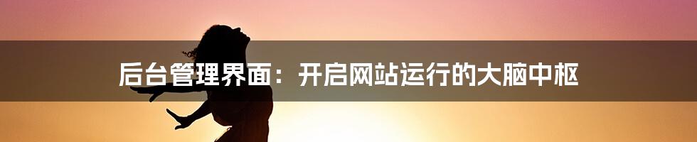 后台管理界面:开启网站运行的大脑中枢