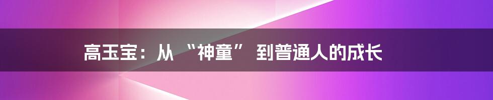 高玉宝：从 “神童” 到普通人的成长