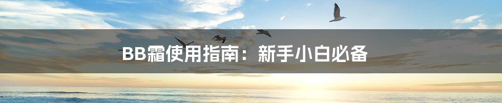 BB霜使用指南:新手小白必备
