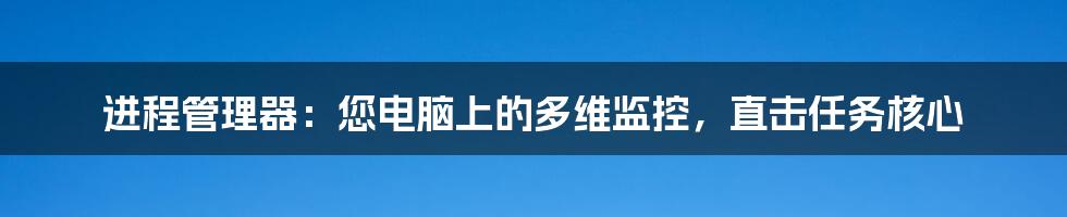 进程管理器:您电脑上的多维监控,直击任务核心