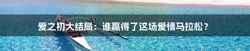 爱之初大结局:谁赢得了这场爱情马拉松?