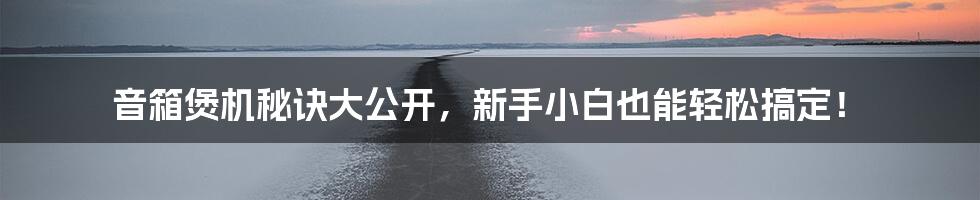 音箱煲机秘诀大公开,新手小白也能轻松搞定!