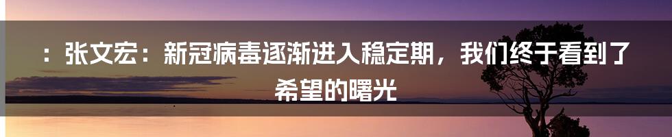 :张文宏:新冠病毒逐渐进入稳定期,我们终于看到了希望的曙光