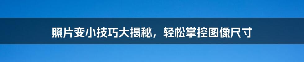 照片变小技巧大揭秘,轻松掌控图像尺寸