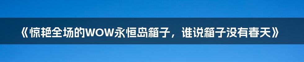 《惊艳全场的WOW永恒岛箱子，谁说箱子没有春天》