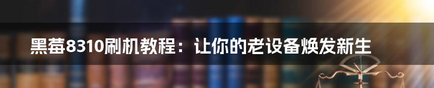 黑莓8310刷机教程：让你的老设备焕发新生