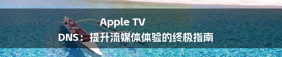 Apple TV DNS：提升流媒体体验的终极指南