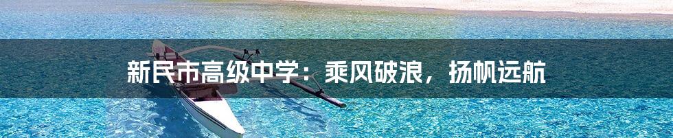 新民市高级中学：乘风破浪，扬帆远航