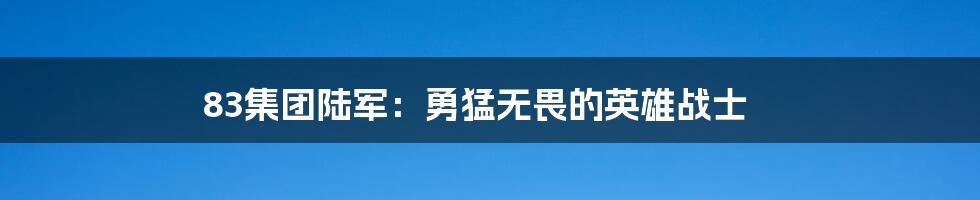 83集团陆军：勇猛无畏的英雄战士