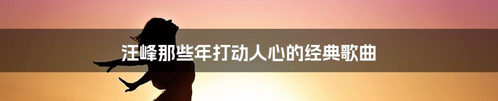 汪峰那些年打动人心的经典歌曲