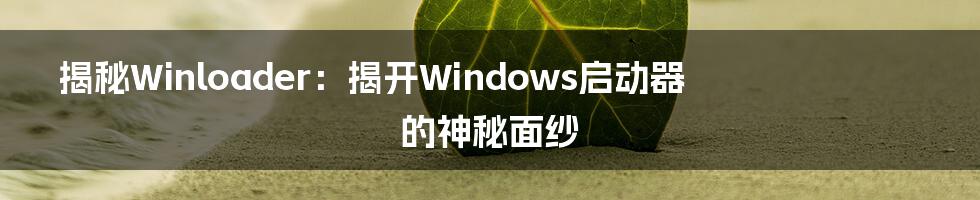 揭秘Winloader：揭开Windows启动器的神秘面纱