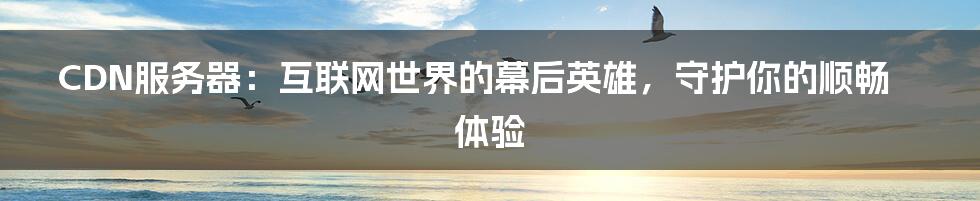 CDN服务器:互联网世界的幕后英雄,守护你的顺畅体验