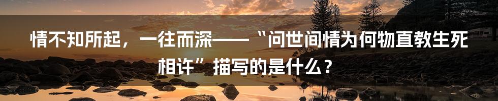 情不知所起，一往而深——“问世间情为何物直教生死相许”描写的是什么？