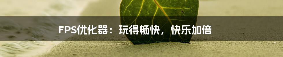 FPS优化器：玩得畅快，快乐加倍