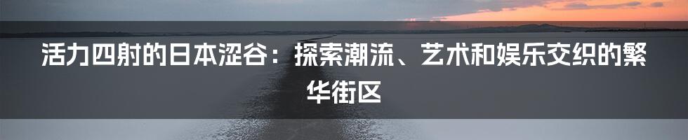 活力四射的日本涩谷：探索潮流、艺术和娱乐交织的繁华街区