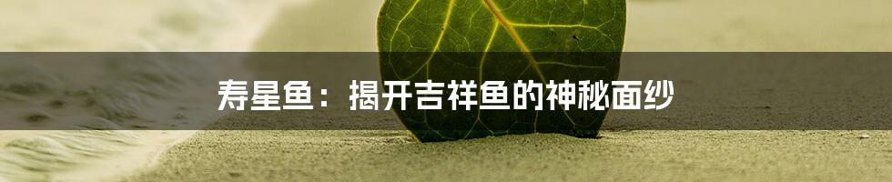 寿星鱼：揭开吉祥鱼的神秘面纱