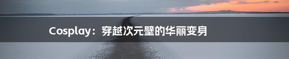 Cosplay:穿越次元壁的华丽变身