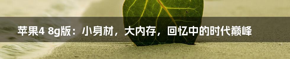 苹果4 8g版:小身材,大内存,回忆中的时代巅峰