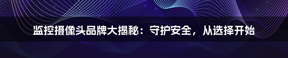 监控摄像头品牌大揭秘:守护安全,从选择开始