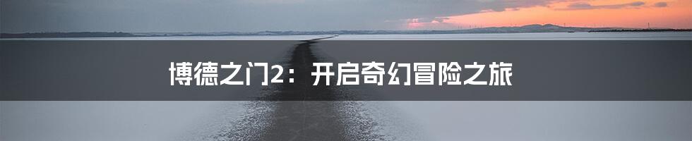 博德之门2：开启奇幻冒险之旅