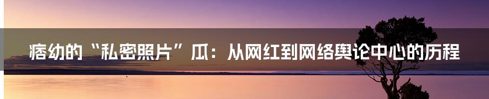 痞幼的“私密照片”瓜：从网红到网络舆论中心的历程