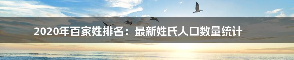 2020年百家姓排名：最新姓氏人口数量统计