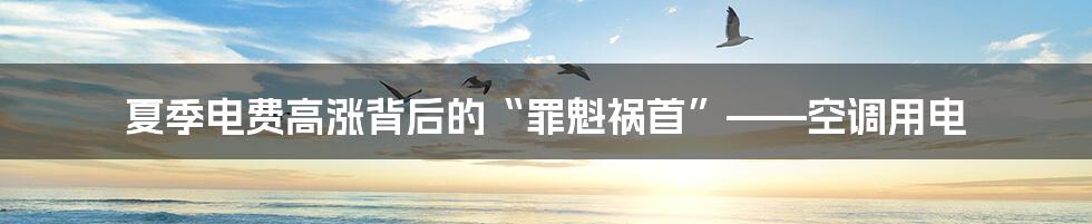 夏季电费高涨背后的“罪魁祸首”——空调用电