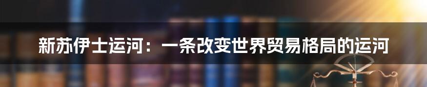 新苏伊士运河：一条改变世界贸易格局的运河