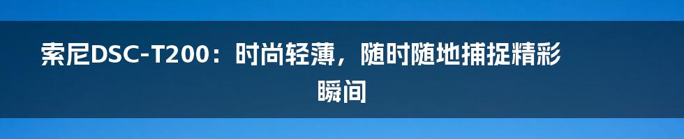 索尼DSC-T200：时尚轻薄，随时随地捕捉精彩瞬间