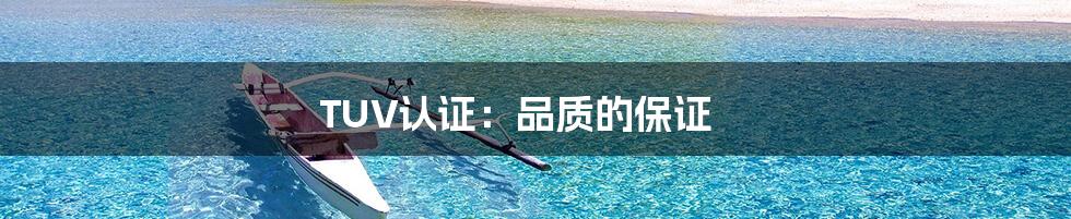 TUV认证:品质的保证