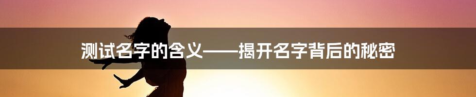 测试名字的含义——揭开名字背后的秘密