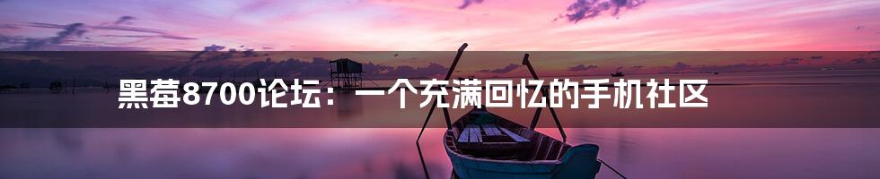 黑莓8700论坛：一个充满回忆的手机社区