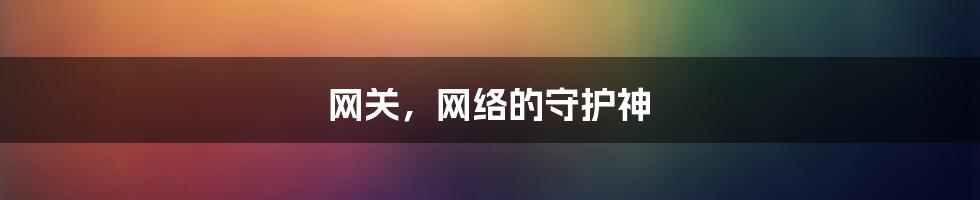 网关，网络的守护神