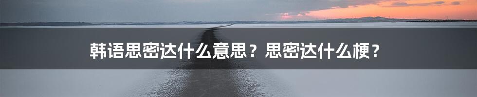 韩语思密达什么意思？思密达什么梗？