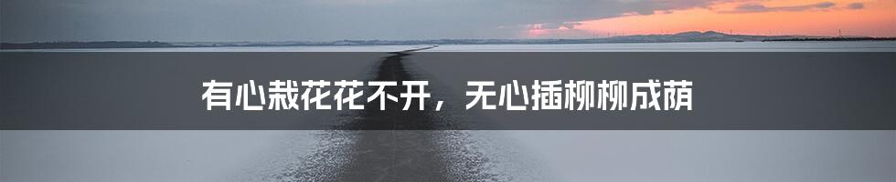 有心栽花花不开,无心插柳柳成荫
