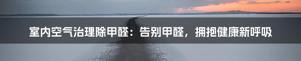 室内空气治理除甲醛：告别甲醛，拥抱健康新呼吸