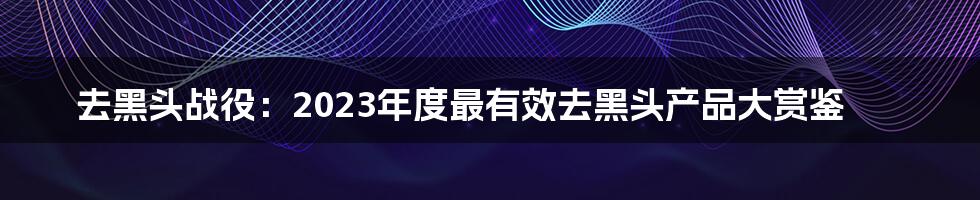 去黑头战役：2023年度最有效去黑头产品大赏鉴